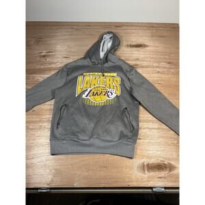 NBA Gray Logo Basketball Lakers Front Pocket Long Sleeve Sweatshirt Hoodie Sz S